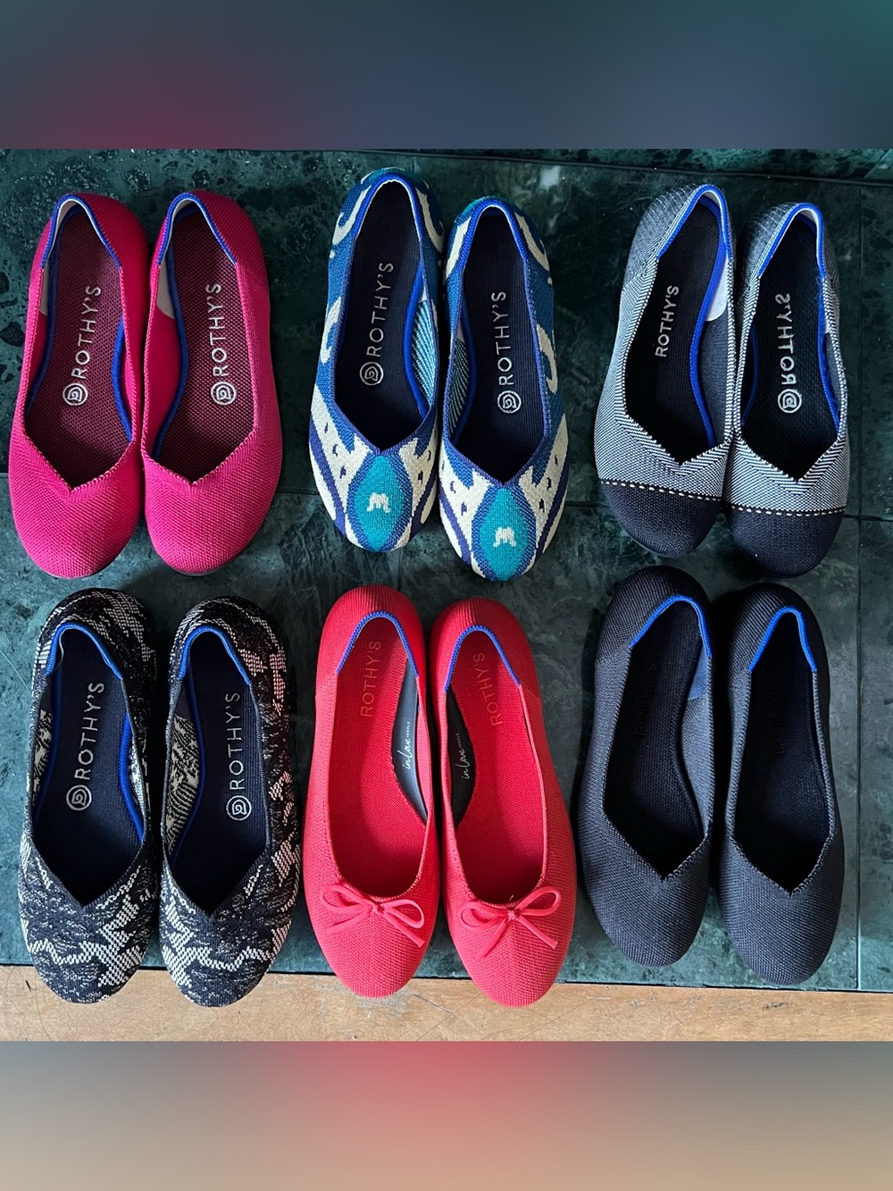 Rothy's Round Toe Knit Ballet Flats Comfortable Everyday Shoe Lot of Six Size 7